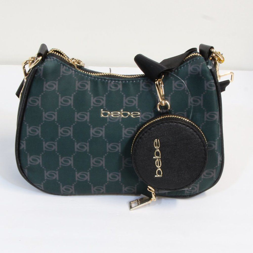 Bebe Green Mara Nylon Logo Crossbody